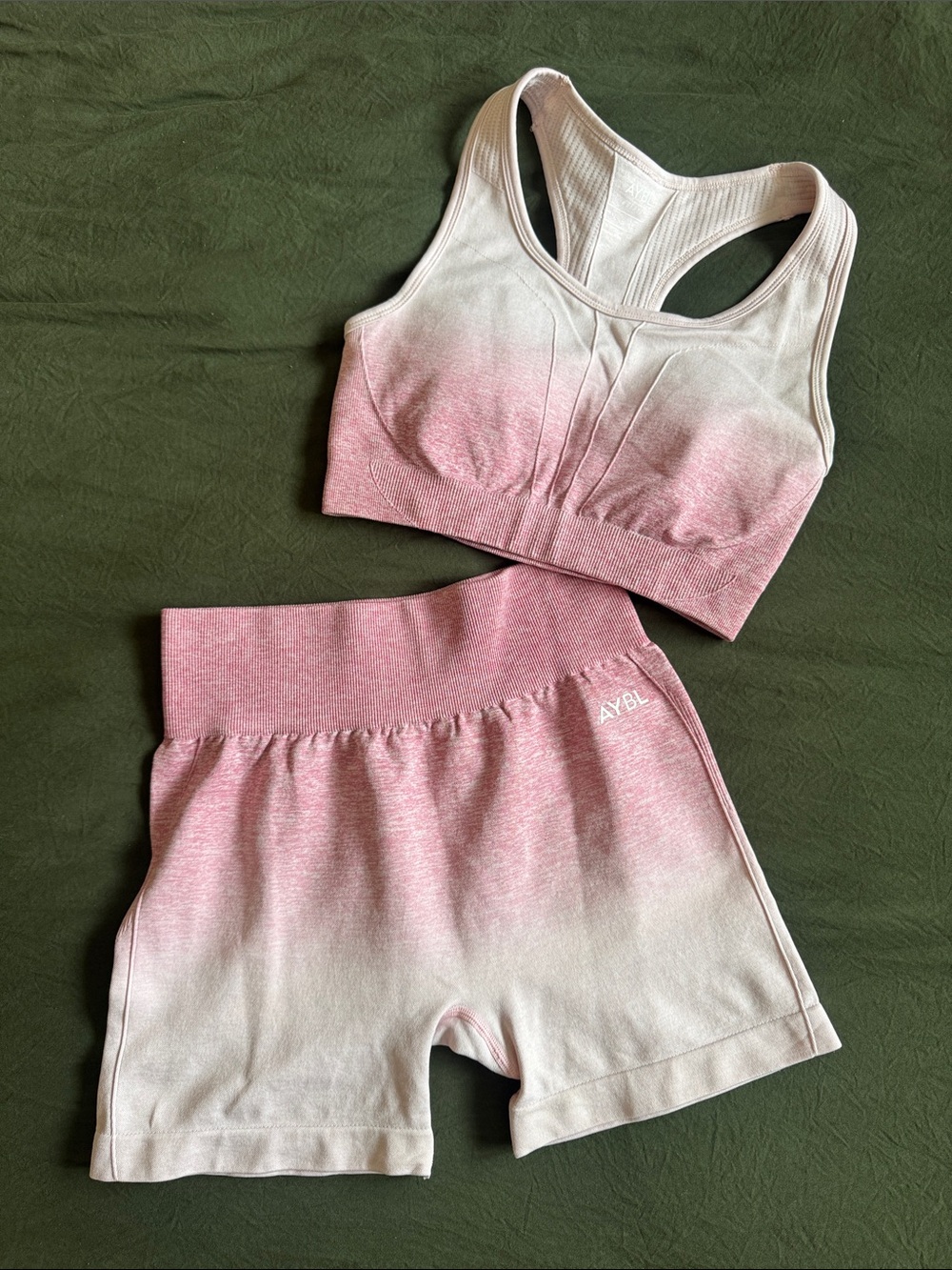 AYBL Pink Ombre Seamless Sports Bra & Shorts Set